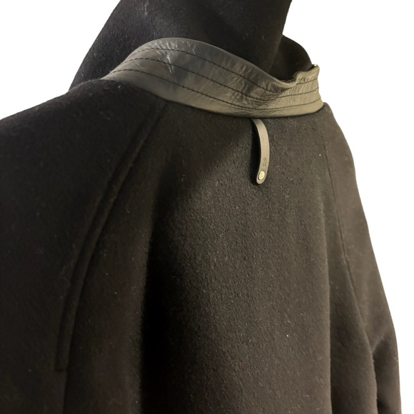 Mackage Black Wool Zipped Jacket with Leather Trim & belt, Size S/P Barely worn - Picture 7 of 10